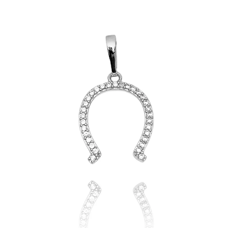 Pingente Ferradura Cravejada (Luck) (2,7cmX2,1cm) (Banho Prata 925) - Imagem 1