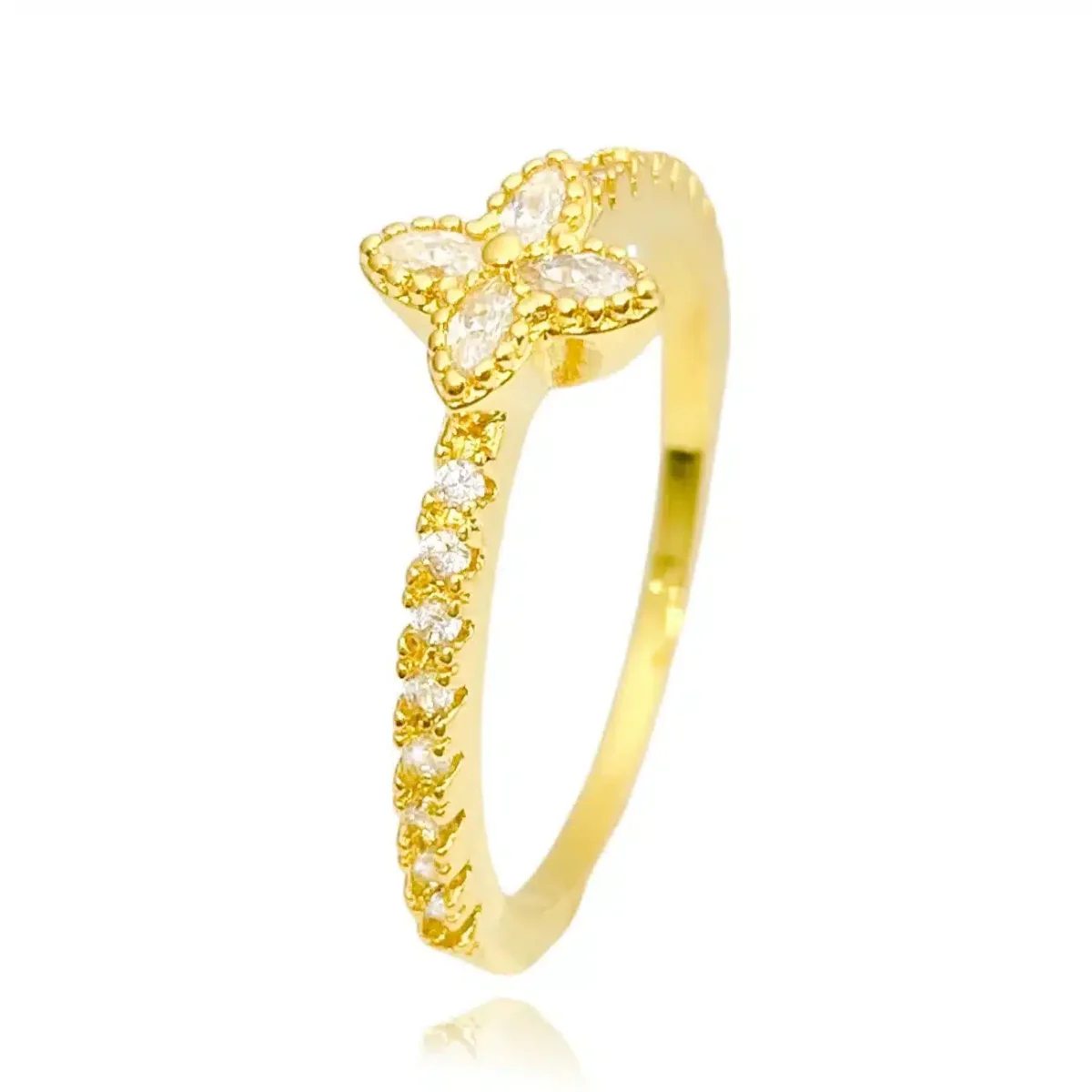 Anel Trevo Lv Cravejado em Zircônia (Banho Ouro 24k) - Imagem 5