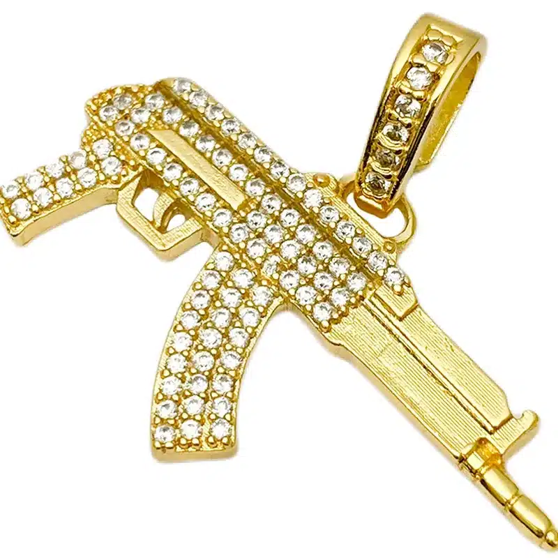 Pingente Draco Arma Cravejada (2,4cmX4,2cm) (Banho Ouro 24k) - Imagem 3