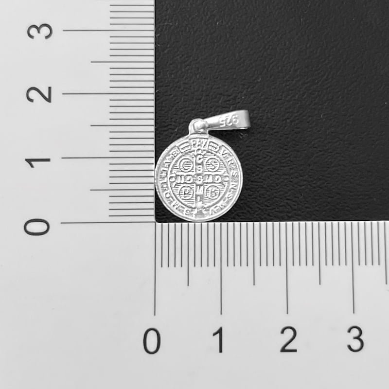 Pingente Medalha São Bento (Dupla Face) (1,7cmX1,5cm) (PRATA 925) - Imagem 4