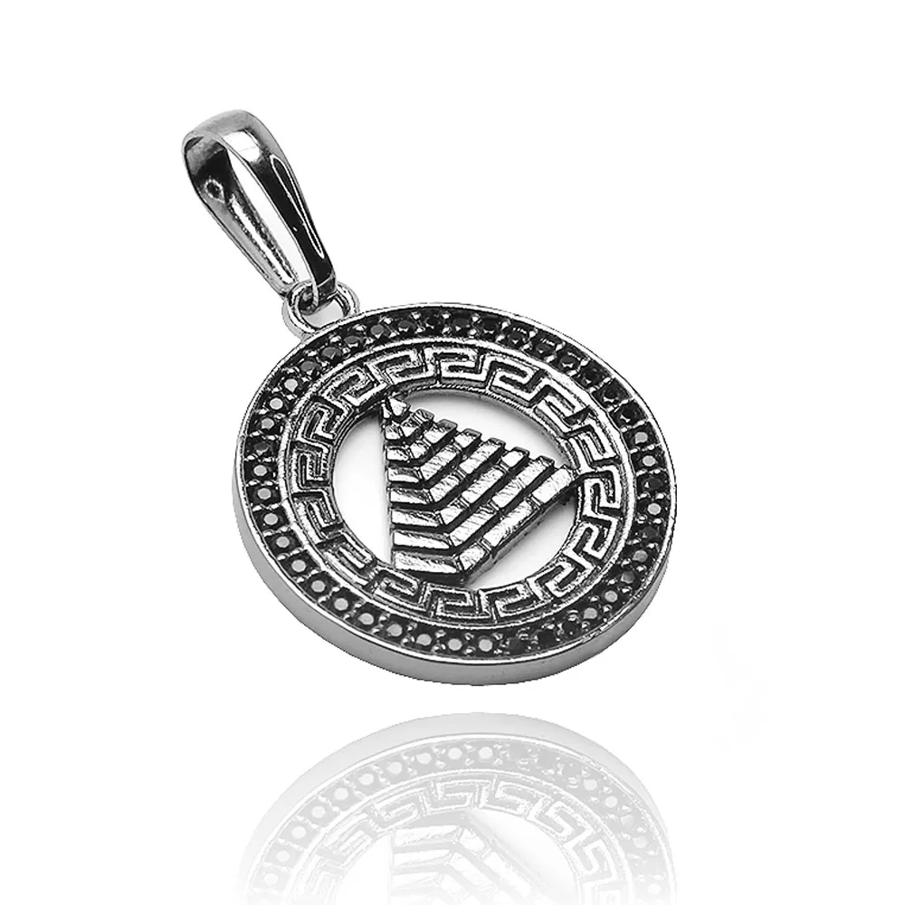 Pingente Pirâmide Cravejada (Zircônia Preta) (2,7cmX2,5cm) (Banho de Ônix) - Imagem 3